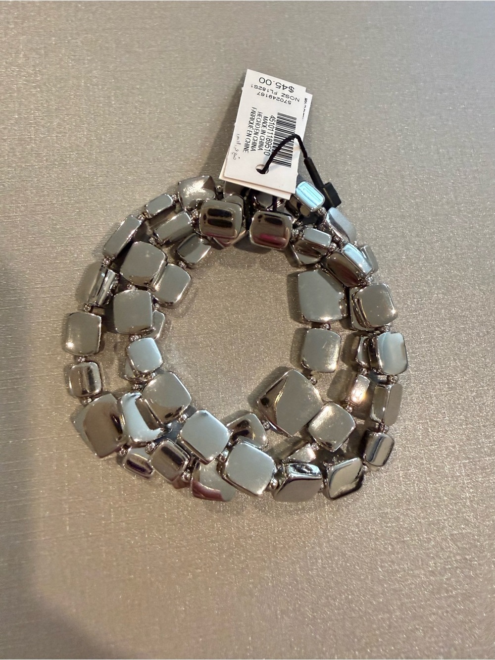 White House Black Market Silver Geometric Stretch Bracelet